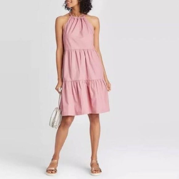 A New Day Pink Tiered Halter Dress Sundress  Summer Small MWT - Picture 12 of 12